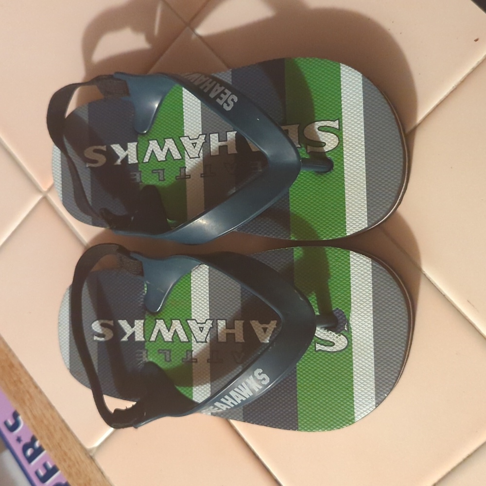 Seahawks toddler flip-flops